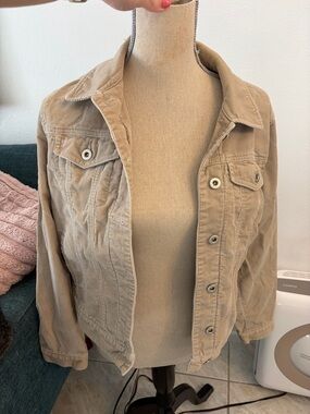 Women’s Bass Jeans 100% Cotton Beige Tan Button Down Jacket Size Medium